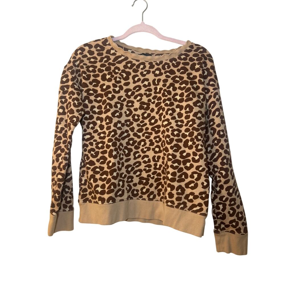 Talbots Leopard Print Pullover Sweater Brown Tan Long Sleeve M